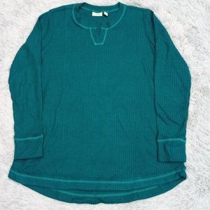 LOGO Lounge Womens Sweater‎ Pullover Green M Sweatshirt Pockets Waffle Knit M